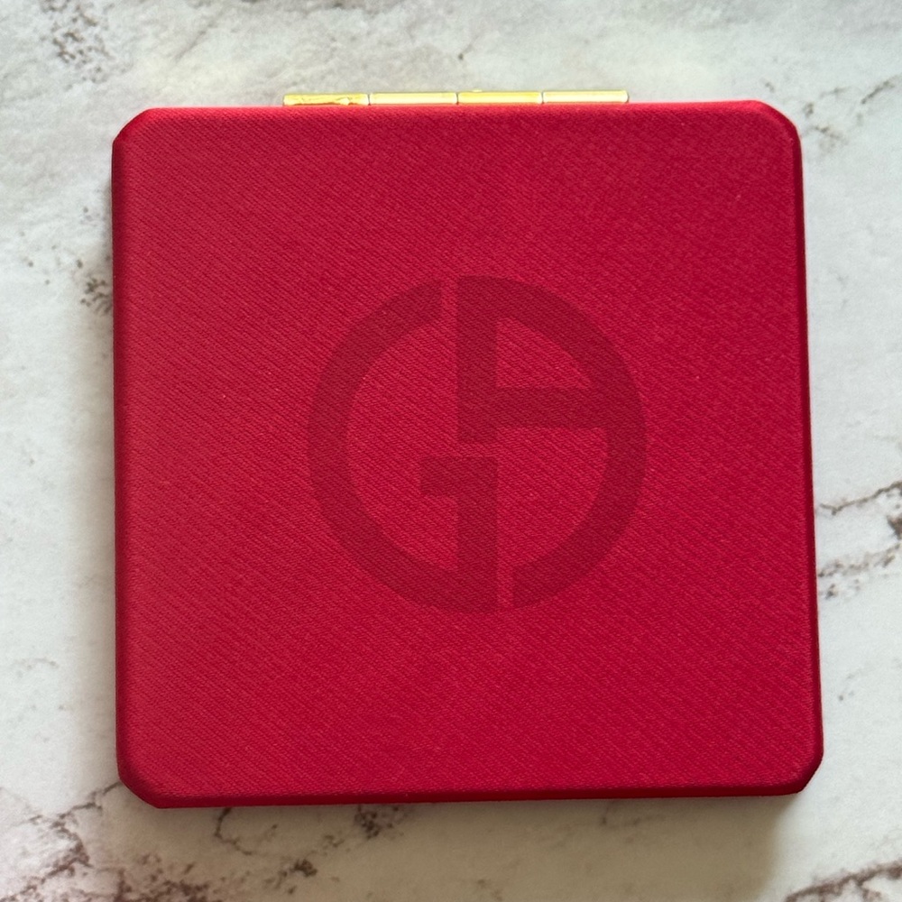 Giorgio Amani Compact Mirror Red Silk Gold Trim
